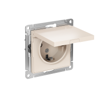 AtlasDesign Бежевый Розетка с заземлением, со шторками, с крышкой, 16А, механизм  ATN000246  SE