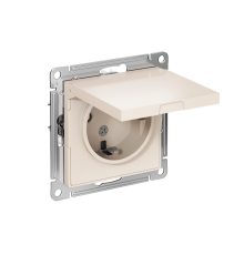 AtlasDesign Бежевый Розетка с заземлением, со шторками, с крышкой, 16А, механизм  ATN000246  SE