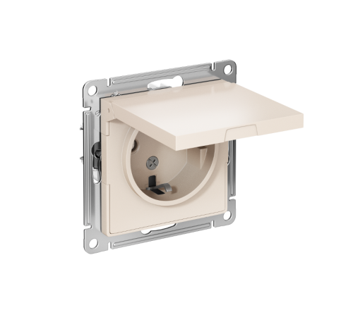 AtlasDesign Бежевый Розетка с заземлением, со шторками, с крышкой, 16А, механизм  ATN000246  SE