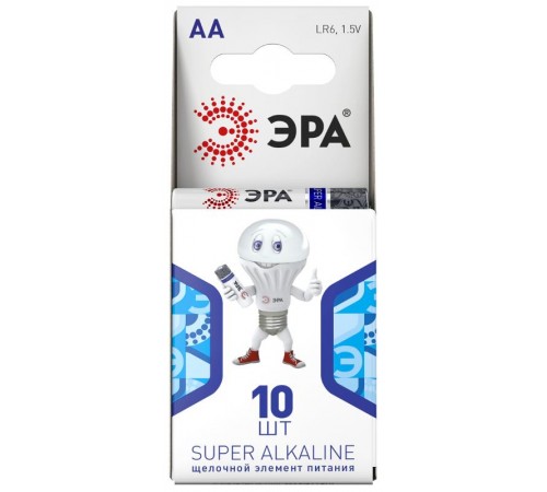 Батарейка щелочная (алкалиновая)  LR6-10BL компактный (100/600/18000) (AA)   C0042878  ЭРА