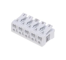 Клемма пружинная соединительная КСП 5-полюсная с монтажными ножками (50 шт./уп.)  07-6217-1  REXANT