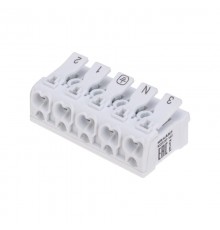 Клемма пружинная соединительная КСП 5-полюсная с монтажными ножками (50 шт./уп.)  07-6217-1  REXANT