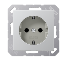 Штепсельная розетка SCHUKO 16А / 250В, с защитными шторками, пружинные зажимы; дюропласт; алюминий; A500  A1520KIAL  Jung