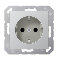 Штепсельная розетка SCHUKO 16А / 250В, с защитными шторками, пружинные зажимы; дюропласт; алюминий; A500  A1520KIAL  Jung