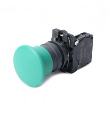 Кнопка с гриб головкой SB5 в сборе 22мм 40мм зеленая с возвратом пластик 1НО  SB5AC31  SE