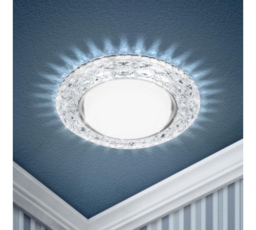 Светильник точечный встраиваемый под лампу DK LD24 15Вт GX53 прозрачный с подсветкой  Б0029631  ЭРА