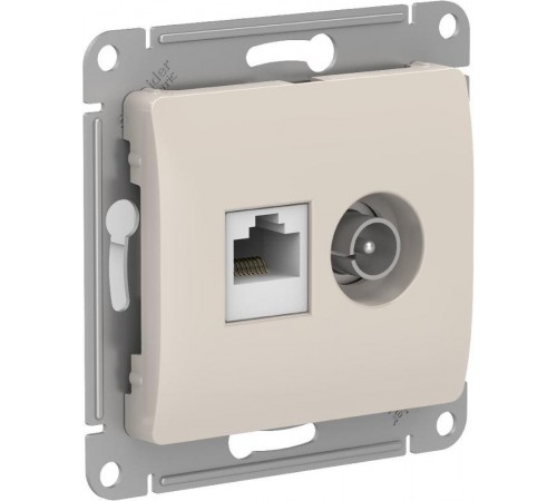 Glossa Молочный Розетка 2-ая TV + компьютерная RJ45, кат. 5Е, механизм  GSL000989  SE