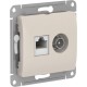 Glossa Молочный Розетка 2-ая TV + компьютерная RJ45, кат. 5Е, механизм  GSL000989  SE