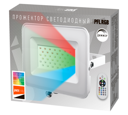 Прожектор светодиодный PFL- 30W RGB WH IP65 Прожектор БЕЛЫЙ  .5012103  Jazzway