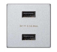 Simon Connect Зарядное устройство 2хUSB, К45, 5 В, 2,1 А, алюминий  K126E-8  Simon