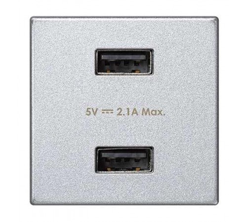 Simon Connect Зарядное устройство 2хUSB, К45, 5 В, 2,1 А, алюминий  K126E-8  Simon