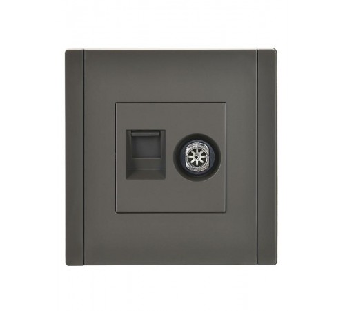 FORTE&PIANO Розетка двойная TV+RJ45 кат.5E FP336 серый  FP-AK20-1-K03  IEK