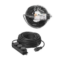 Удлинитель-шнур силовой каучук, КГ, IP44, 3 гнезда с/з, 4000 Вт, 30 м Народный  SQ1307-0248  TDM