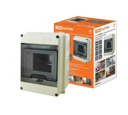 Бокс пластиковый навесной ЩРН-П-5 модулей IP65  SQ0908-0001  TDM