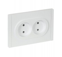 FORTE&PIANO Розетка 2-я без заземления, без шторок безвинтовое крепление 10А FP226 белый  FP-R20-10-1-K01  IEK