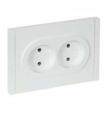 FORTE&PIANO Розетка 2-я без заземления, без шторок безвинтовое крепление 10А FP226 белый  FP-R20-10-1-K01  IEK