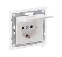 SUNO Силовая розетка 2К+З 16А 250В влагозащитная IP44 с крышкой и с защитными шторками.Безвинтовые зажимы. Цвет "Белый"  721123  Legrand