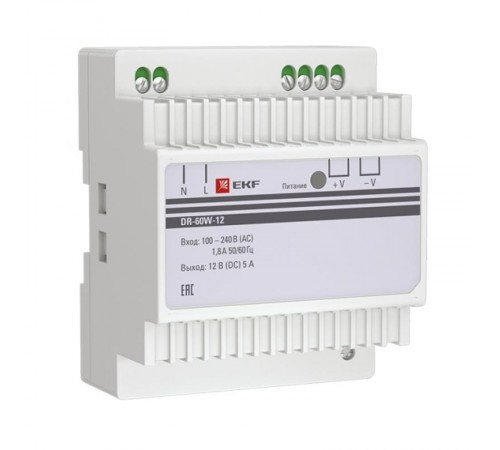 Блок питания 12В DR-60W-12 PROxima  dr-60w-12  EKF
