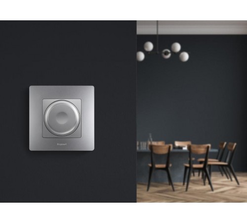 Etika Алюминий Светорегулятор поворотный, 300Вт, без нейтрали  672419  Legrand