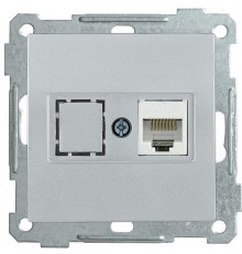 BOLERO серебрянная Розетка компьютерная RJ45 Cat5e РК10-1-Б  EKB15-01-K23  IEK