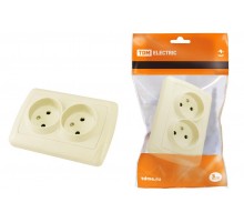 Розетка двойная 2П 10А 250В сл. кость "Онега"   SQ1805-0046  TDM