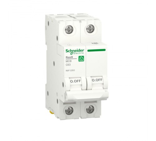 Выключатель автоматический двухполюсный С 63А 2P 6000A RESI9  R9F12263  Schneider Electric