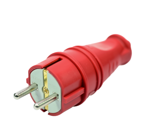 Вилка 2К+З прямая каучуковая 16А/250В IP44 Красная MultiSet  MST4401RD  SE