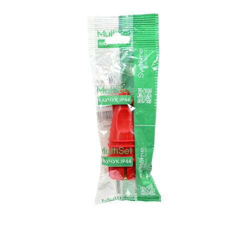 Вилка 2К+З прямая каучуковая 16А/250В IP44 Красная MultiSet  MST4401RD  SE