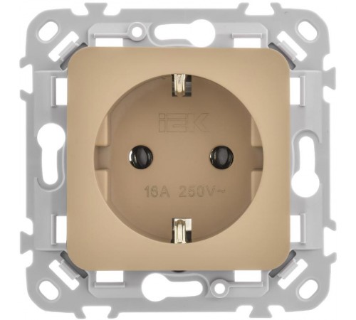 FLITE Розетка с заземлением без шторок быстрозажимные клеммы 16А РС11-1-ФлХ хаки  FI-R11-16-1-K59  IEK