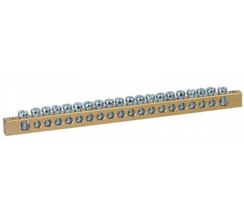 Шина  NO-122-09 PEN земля-ноль 6х9мм 20/2 латунная с креплениями по краям   Б0047223  ЭРА