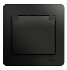 Glossa Антрацит Розетка с заземлением со шторками с крышкой, 16А, IP20 (в сборе)  GSL000746  SE