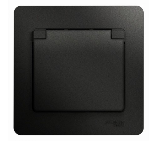 Glossa Антрацит Розетка с заземлением со шторками с крышкой, 16А, IP20 (в сборе)  GSL000746  SE