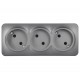 GLORY Розетка 3-местная без з/к/ш о/у 10А РС23-2-ХСм сталь матовый  ERH30-K46M-10  IEK
