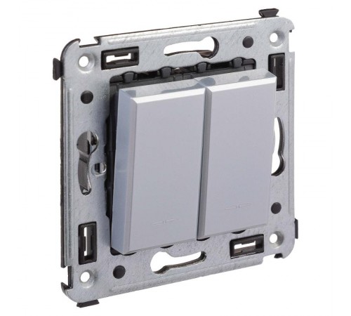 Переключатель двухклавишный в стену, "Avanti", "Закаленная сталь"  4404114  DKC