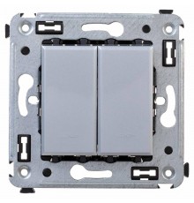 Переключатель двухклавишный в стену, "Avanti", "Закаленная сталь"  4404114  DKC