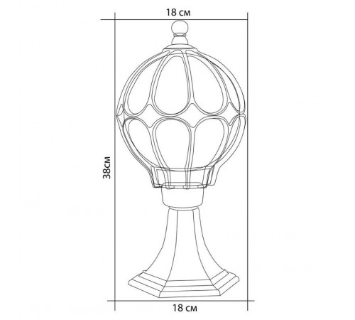Светильник садово-парковый PL3704 круглый на постамент 60W 230V E27, черное золото  11364  Feron