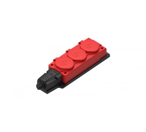 Колодка 3 гнезда 2К+З каучуковая 16А/250В IP44 Красная MultiSet  MST4123RD  SE