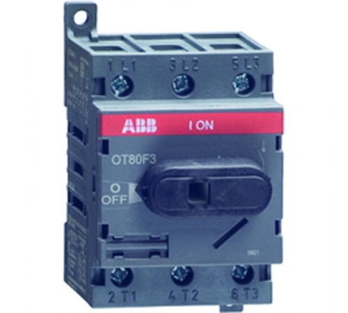 Рубильник OT63F4N2 до 63А 4х-полюсный для установки на DIN-рейку или монтажную плату (с резерв. ручкой)  1SCA105365R1001  ABB