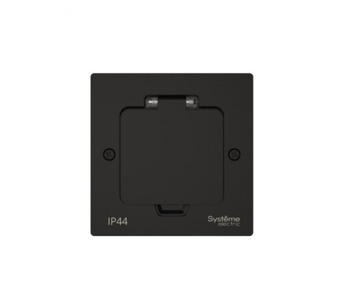 MultiDesk Лючок на 2 модуля IP44 с монтажной коробкой для стены, фальшпола, стола ЧЁРНЫЙ матовый, тип MDK20  MDK20102MBA  SE