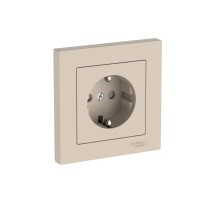 AtlasDesign Песочный Розетка с заземлением со шторками, 16А, (в сборе с рамкой), быстрозажимные клеммы  ATN001244S  SE