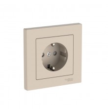AtlasDesign Песочный Розетка с заземлением со шторками, 16А, (в сборе с рамкой), быстрозажимные клеммы  ATN001244S  SE