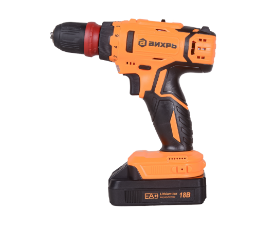 Дрель-шуруповерт аккумуляторная ДА-18Л-2КC (2,0 А/ч) (съёмный патрон)  72/14/34  ВИХРЬ
