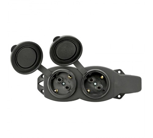 Розетка двухмест. с защит. крышками каучуковая 230В 2P+PE 16A IP44 EKF PROxima  RPS-018-16-230-44  EKF