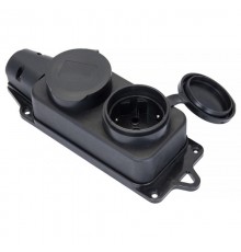 Розетка двухмест. с защит. крышками каучуковая 230В 2P+PE 16A IP44 EKF PROxima  RPS-018-16-230-44  EKF