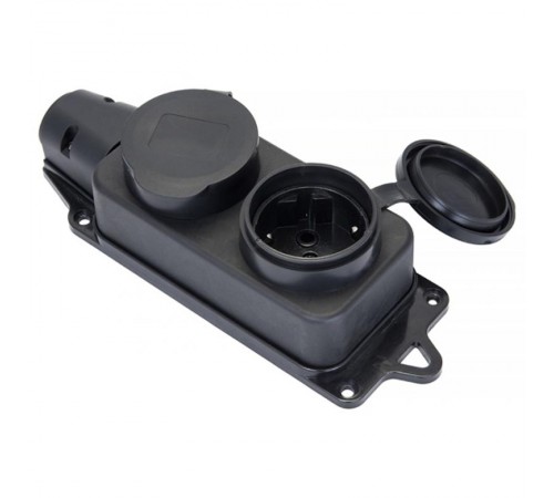 Розетка двухмест. с защит. крышками каучуковая 230В 2P+PE 16A IP44 EKF PROxima  RPS-018-16-230-44  EKF