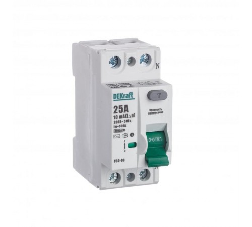 Выключатель дифференциальный (УЗО) УЗО-03 2п 25А 10мА тип AC  14051DEK  DEKraft
