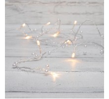 Гирлянда светодиодная Жемчужинки 1,5 м, 10 LED, прозрачный ПВХ, цвет свечения теплый белый, 2 х АА (батарейки не в комплекте)  303-097  NEON-NIGHT
