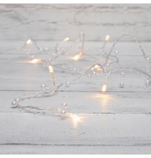 Гирлянда светодиодная Жемчужинки 1,5 м, 10 LED, прозрачный ПВХ, цвет свечения теплый белый, 2 х АА (батарейки не в комплекте)  303-097  NEON-NIGHT