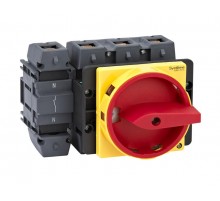 Выключатель-Разъединитель 4P 125A IP20 с красной рукояткой на дверцу 4 винтами с замком  MSD125410R  SE