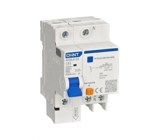 Выключатель автоматический дифференциального тока  NXBLE-63 1P+N C50 30мА тип AС 6кА, электронный (R)  819937  CHINT
